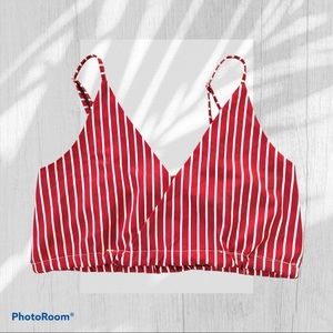 Zaful Pinstripe Red White Bralette Large / 8